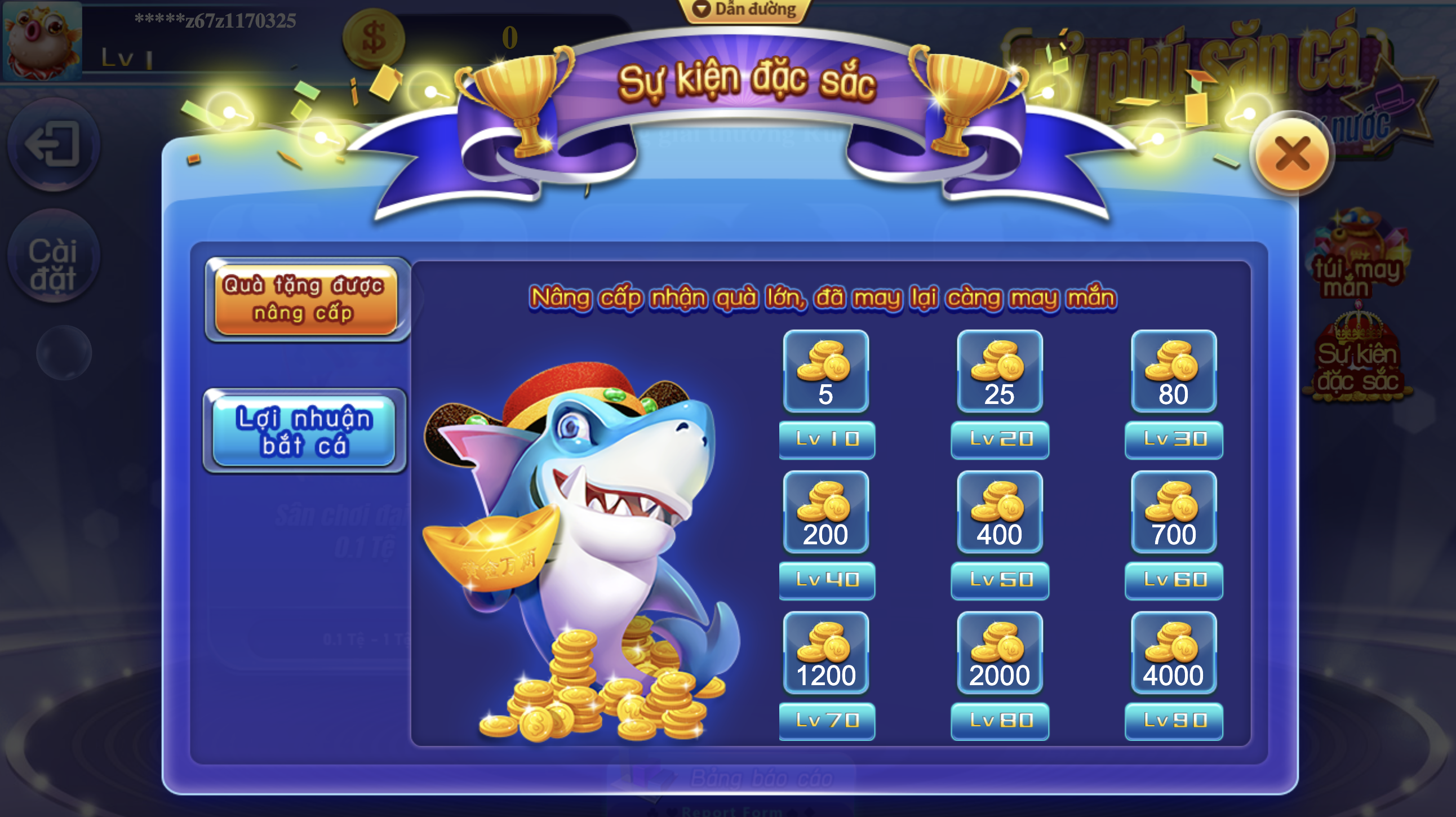 các khuyến mãi và sự kiện đặc sắc trong game TP Ông Trùm Bắn Cá